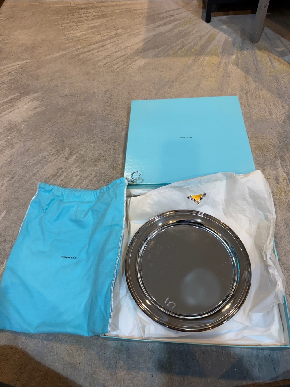 Tiffany & Co. 10” Silver tone Serving Platter The Mirage 1992 with original box